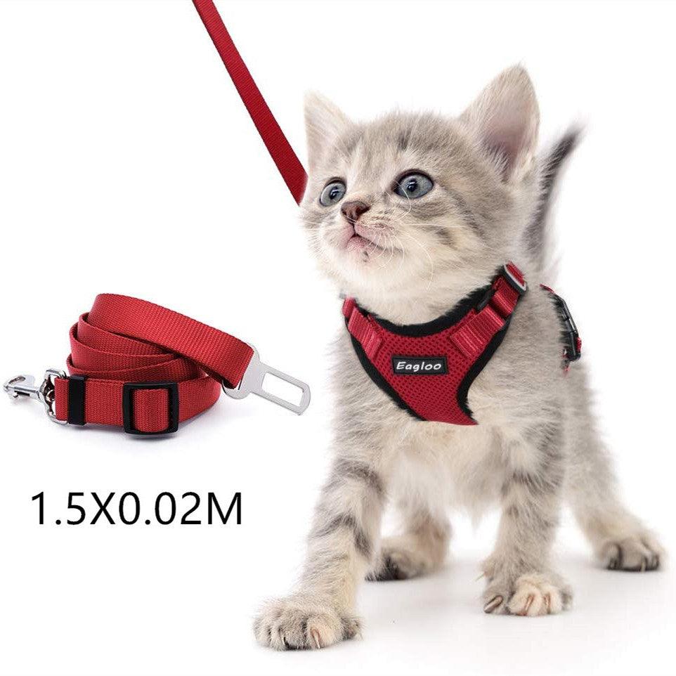 Escapeguard Cat Vest Harness And Car Seat Belt Adapter - Adjustable, Reflective, And Escape-Proof Harness For Cats And Small Dogs