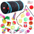 22-Piece Funny Cat Toy Set With Cat Tunnel - Interactive Pet Toys For Endless Fun