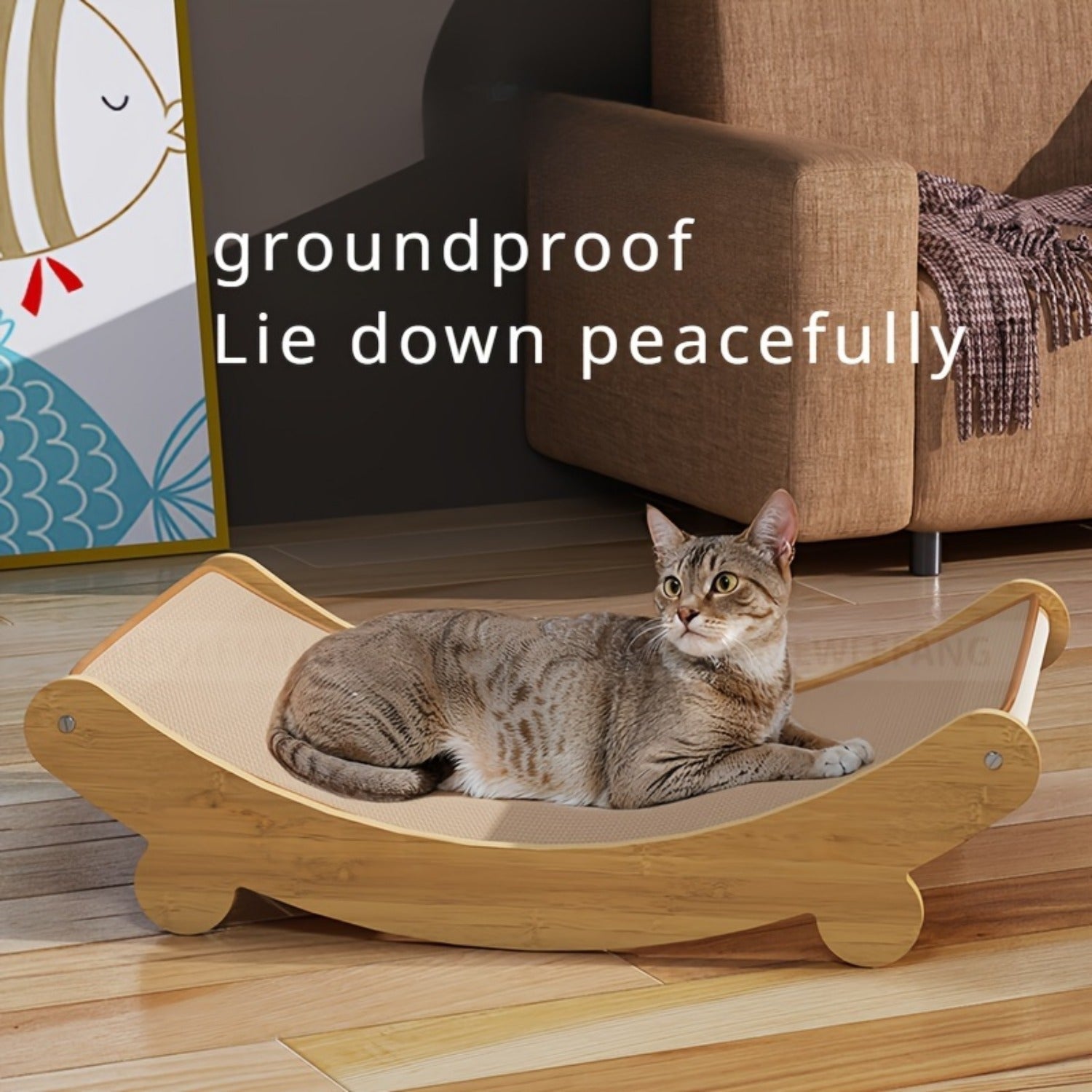 NNETM Space-Saving Wooden Cat Scratcher Tower for Cats