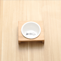 Stylish Bamboo And Ceramic Cat Dog Feeder Bowls