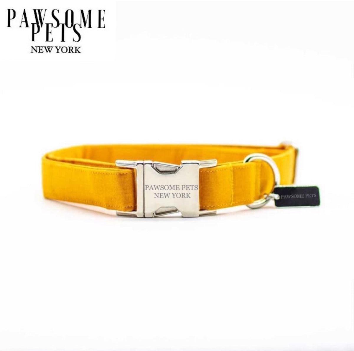 SMALL SIZE DOG & CAT COLLAR - YELLOW VELVET