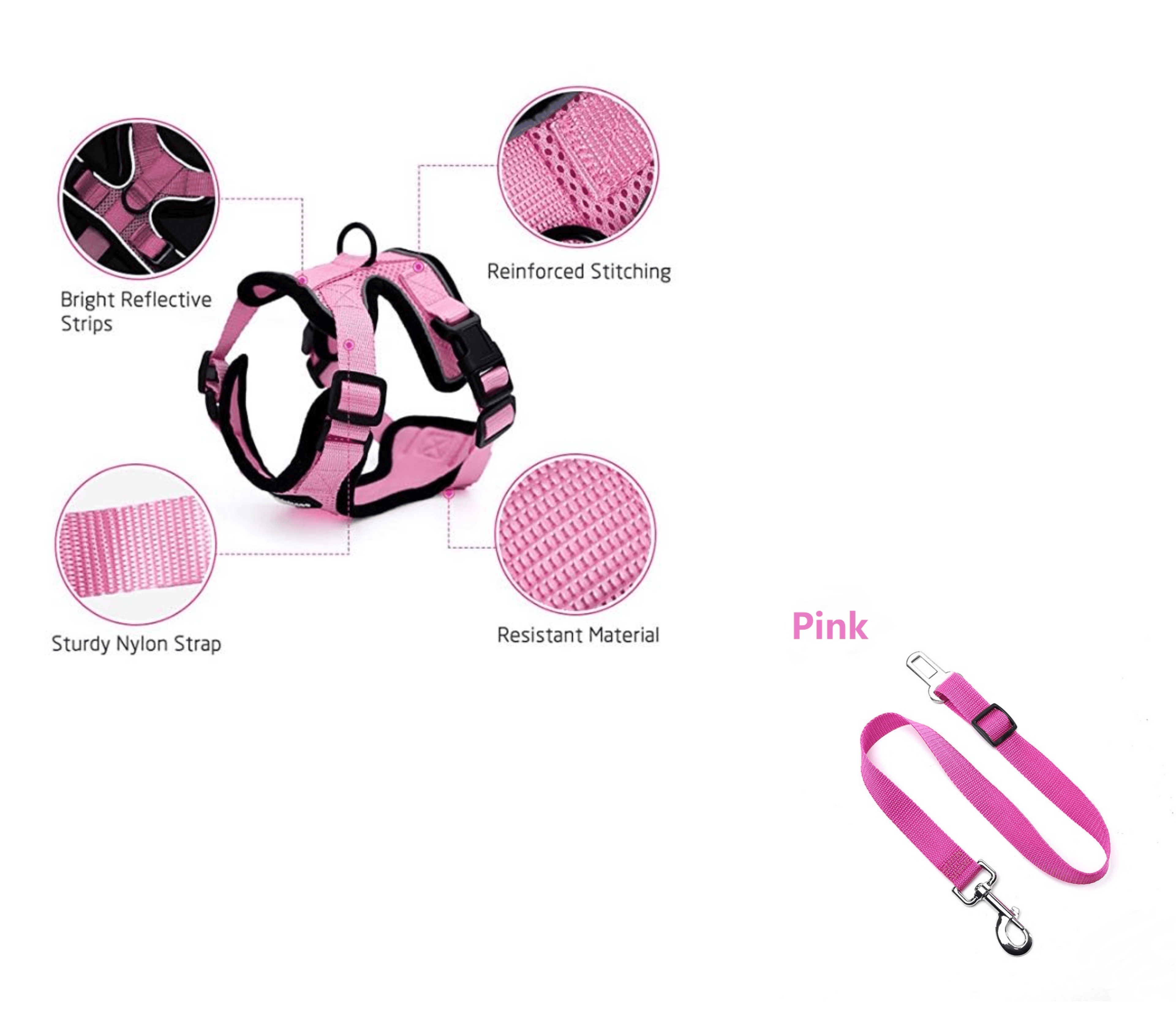 Escapeguard Cat Vest Harness And Car Seat Belt Adapter - Adjustable, Reflective, And Escape-Proof Harness For Cats And Small Dogs