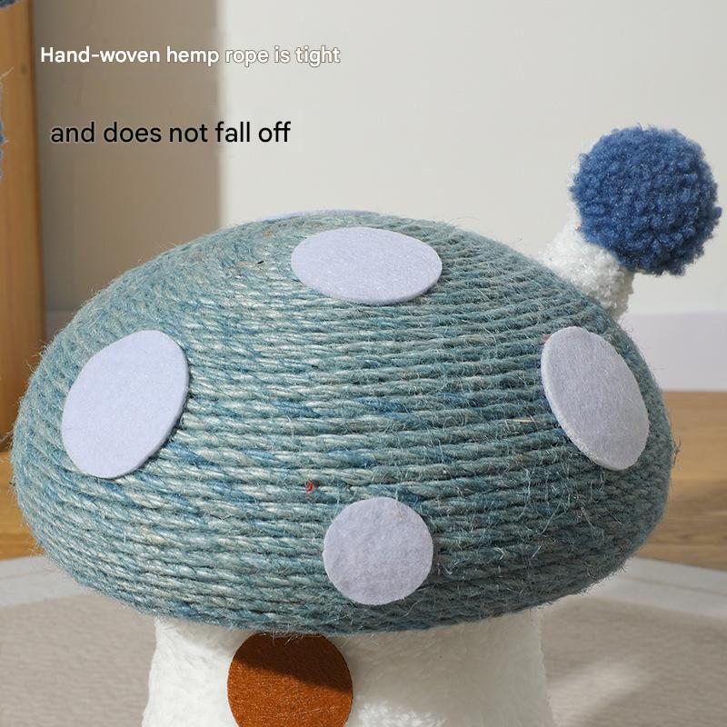 NNEDSZ Blue Durable Mushroom Cat Scratching Post - Anti-Slip, No Debris Cat Scratch Pad with Sofa Protection for Small Cats