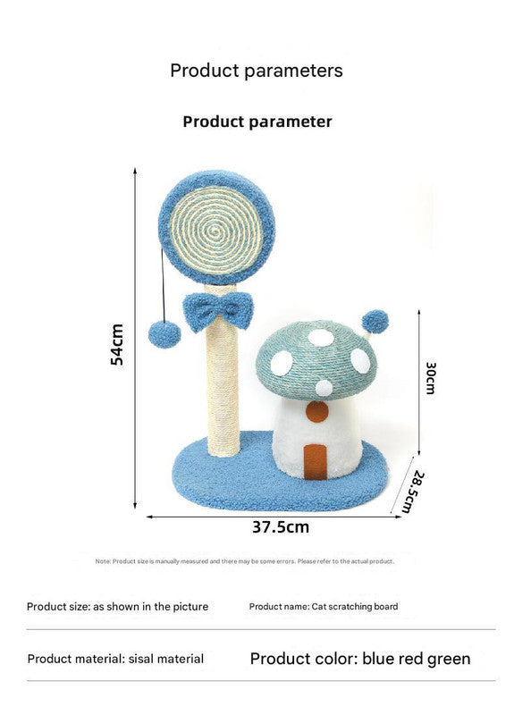 NNEDSZ Green Durable Mushroom Cat Scratching Post - Anti-Slip, No Debris Cat Scratch Pad with Sofa Protection for Small Cats