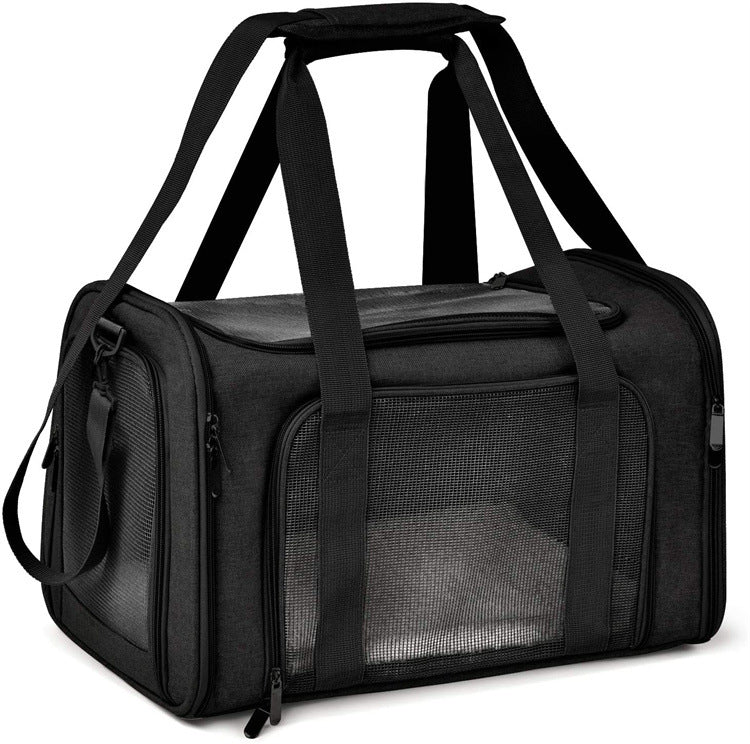 NNEDSZ Black Portable Pet Travel Carrier Bag - Foldable, Durable, and Comfortable for Small Dogs & Cats 40cmx25cmx25CM