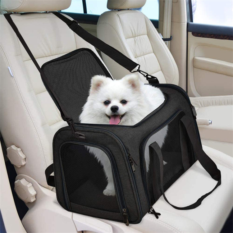 NNEDSZ Black Portable Pet Travel Carrier Bag - Foldable, Durable, and Comfortable for Small Dogs & Cats 40cmx25cmx25CM