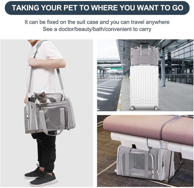 NNEDSZ Black Portable Pet Travel Carrier Bag - Foldable, Durable, and Comfortable for Small Dogs & Cats 40cmx25cmx25CM