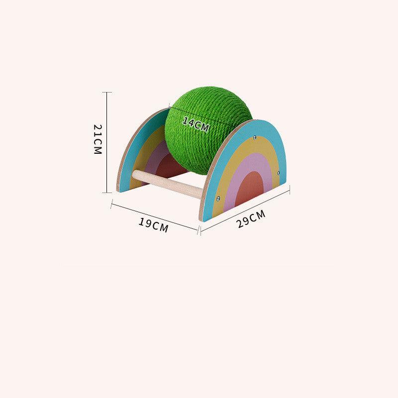 Wooden Cat Scratcher With Sisal Rope Ball - Multi-Functional Cat Scratching Post And Toy