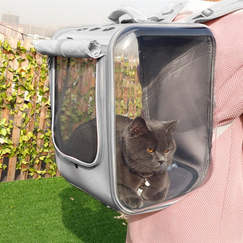 Breathable Bubble Cat Carrier Backpack - Portable Travel Outdoor Shoulder Bag For Small Dogs And Cats