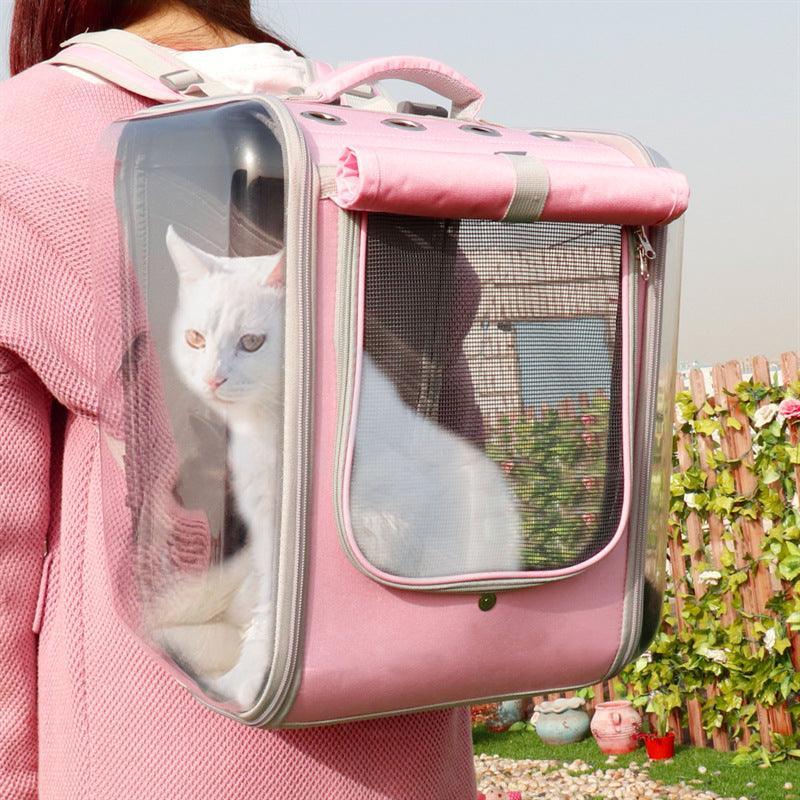 Breathable Bubble Cat Carrier Backpack - Portable Travel Outdoor Shoulder Bag For Small Dogs And Cats