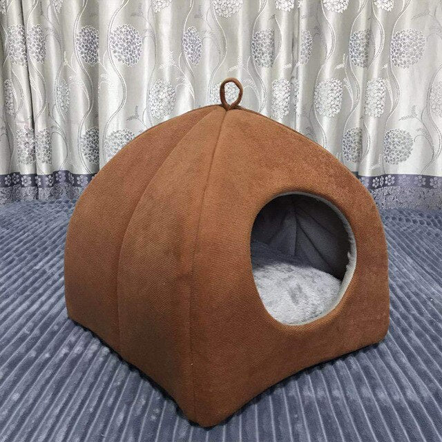 Cat House Nest Warm Mat For Small Dogs Cats Soft Tent Cave Winter Cat Bed Cushion Cartoon Puppy Kennel Pet Sleeping Beds House