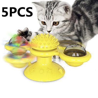 Catnip Spin & Scratch Toy: Interactive Multi-Function Windmill Toy For Cats