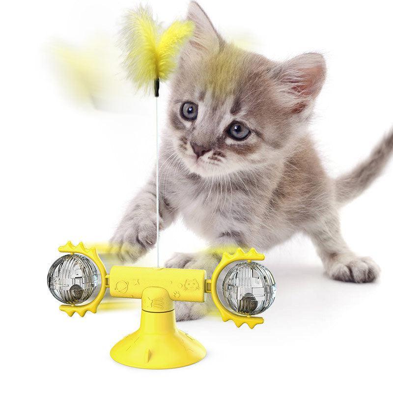 Catnip Spin & Scratch Toy: Interactive Multi-Function Windmill Toy For Cats