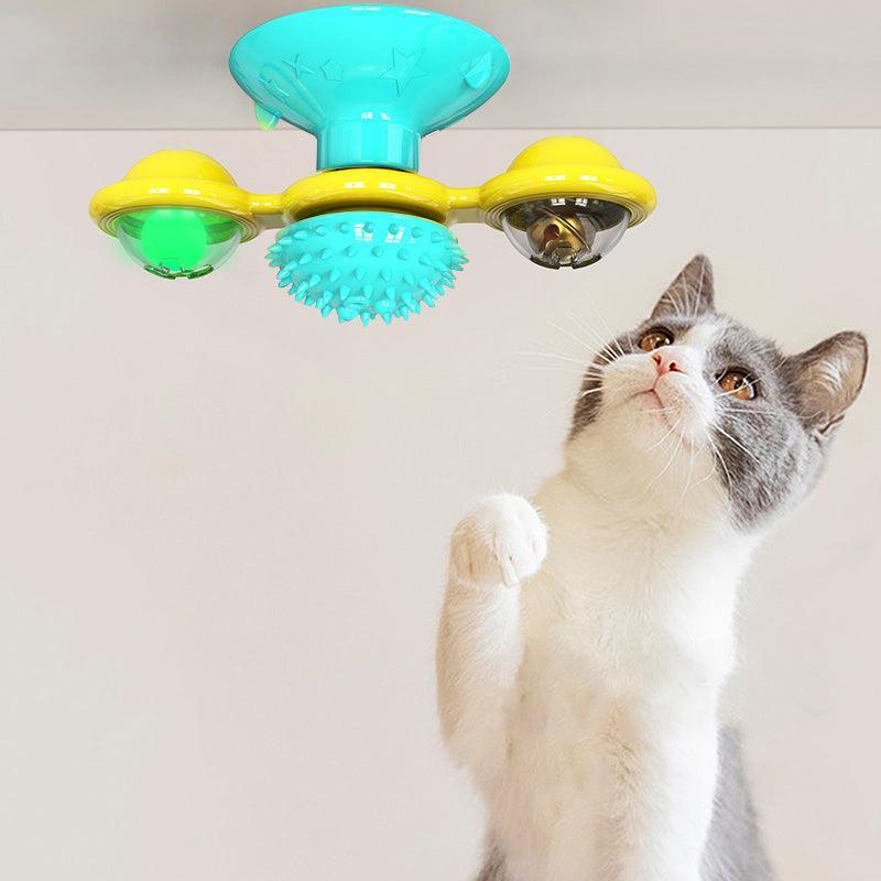 Catnip Spin & Scratch Toy: Interactive Multi-Function Windmill Toy For Cats