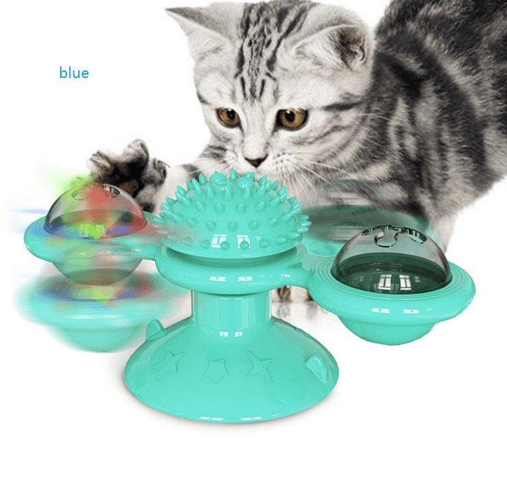 Catnip Spin & Scratch Toy: Interactive Multi-Function Windmill Toy For Cats