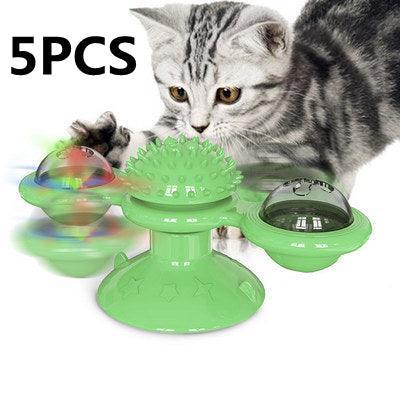 Catnip Spin & Scratch Toy: Interactive Multi-Function Windmill Toy For Cats