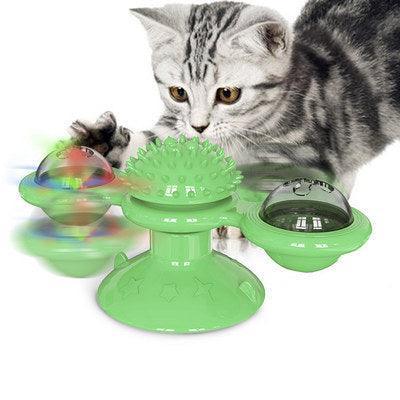 Catnip Spin & Scratch Toy: Interactive Multi-Function Windmill Toy For Cats