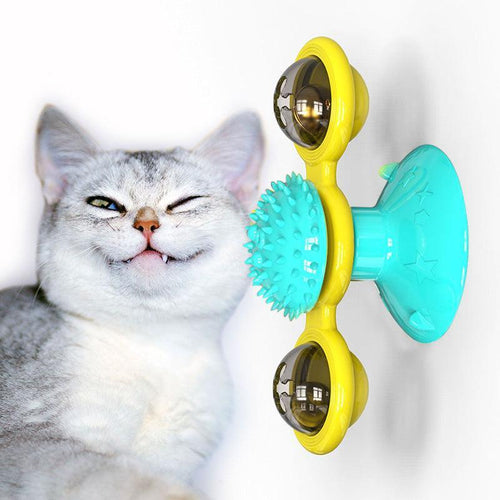 Catnip Spin & Scratch Toy: Interactive Multi-Function Windmill Toy For Cats