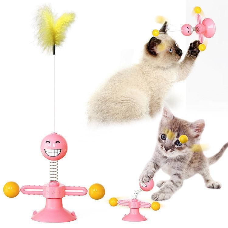 Catnip Spin & Scratch Toy: Interactive Multi-Function Windmill Toy For Cats