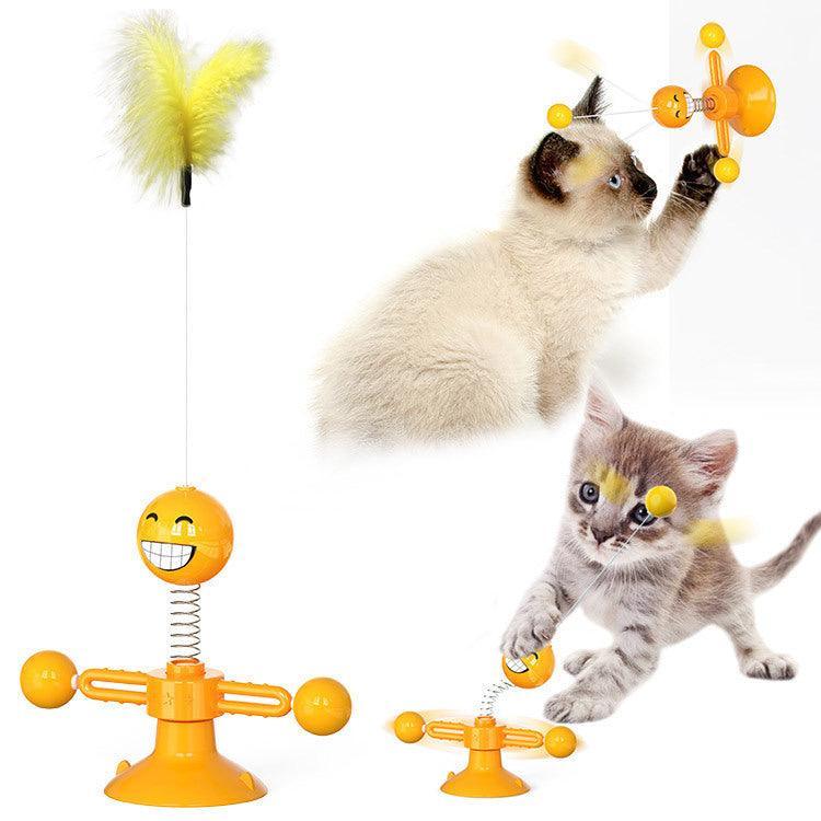 Catnip Spin & Scratch Toy: Interactive Multi-Function Windmill Toy For Cats