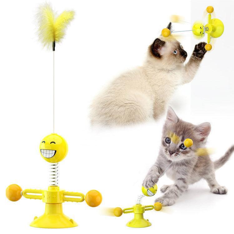 Catnip Spin & Scratch Toy: Interactive Multi-Function Windmill Toy For Cats