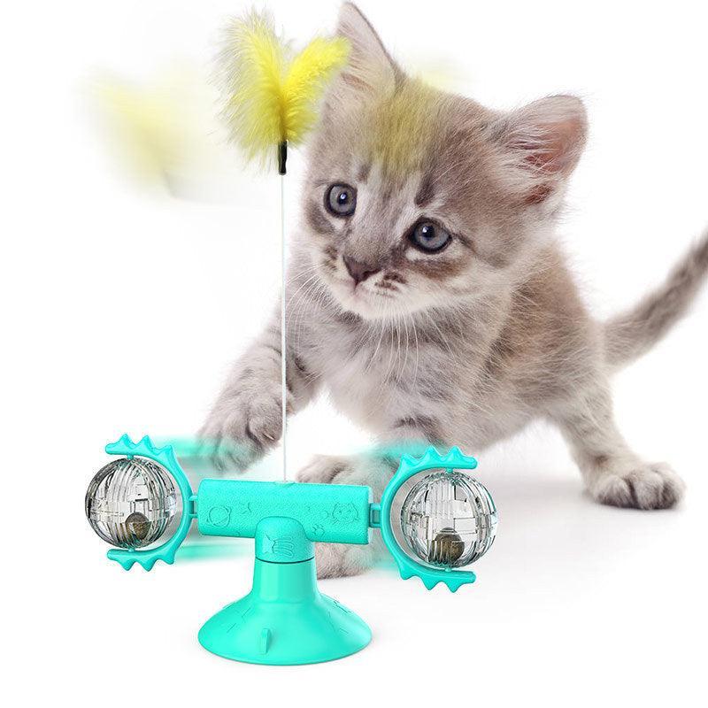 Catnip Spin & Scratch Toy: Interactive Multi-Function Windmill Toy For Cats