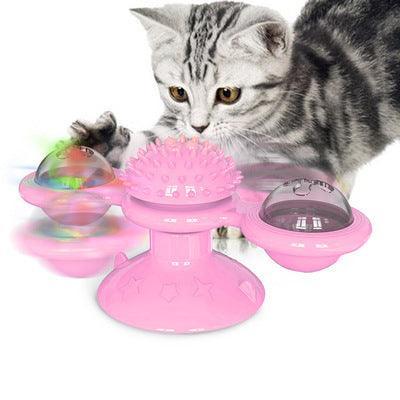 Catnip Spin & Scratch Toy: Interactive Multi-Function Windmill Toy For Cats
