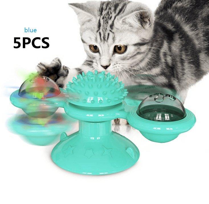 Catnip Spin & Scratch Toy: Interactive Multi-Function Windmill Toy For Cats