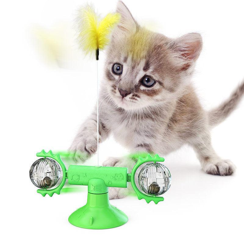 Catnip Spin & Scratch Toy: Interactive Multi-Function Windmill Toy For Cats
