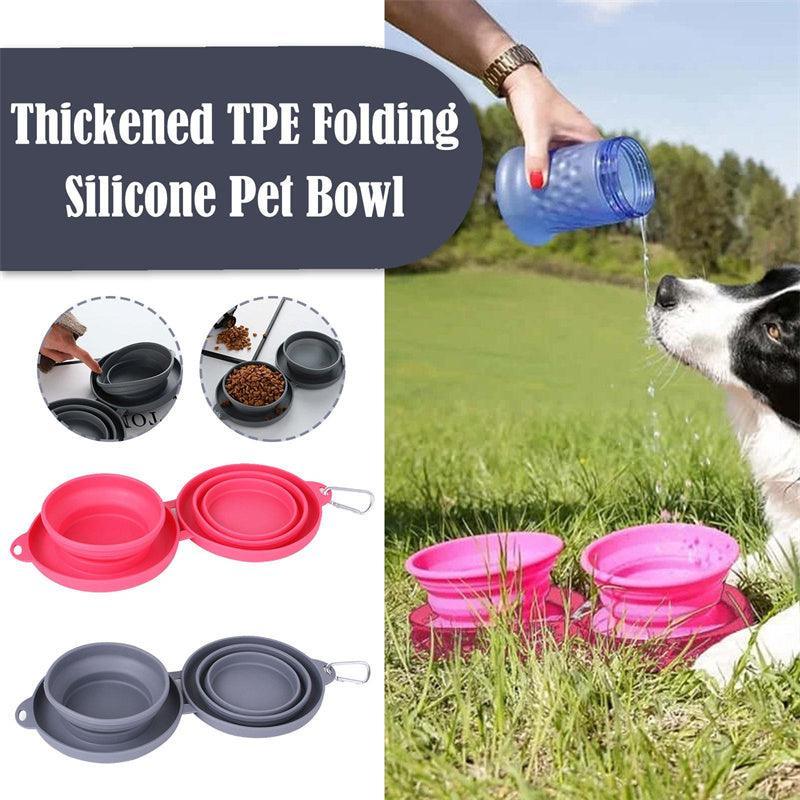 Double Collapsible Pet Feeding Bowl Set - Convenient And Portable Dog And Cat Bowls