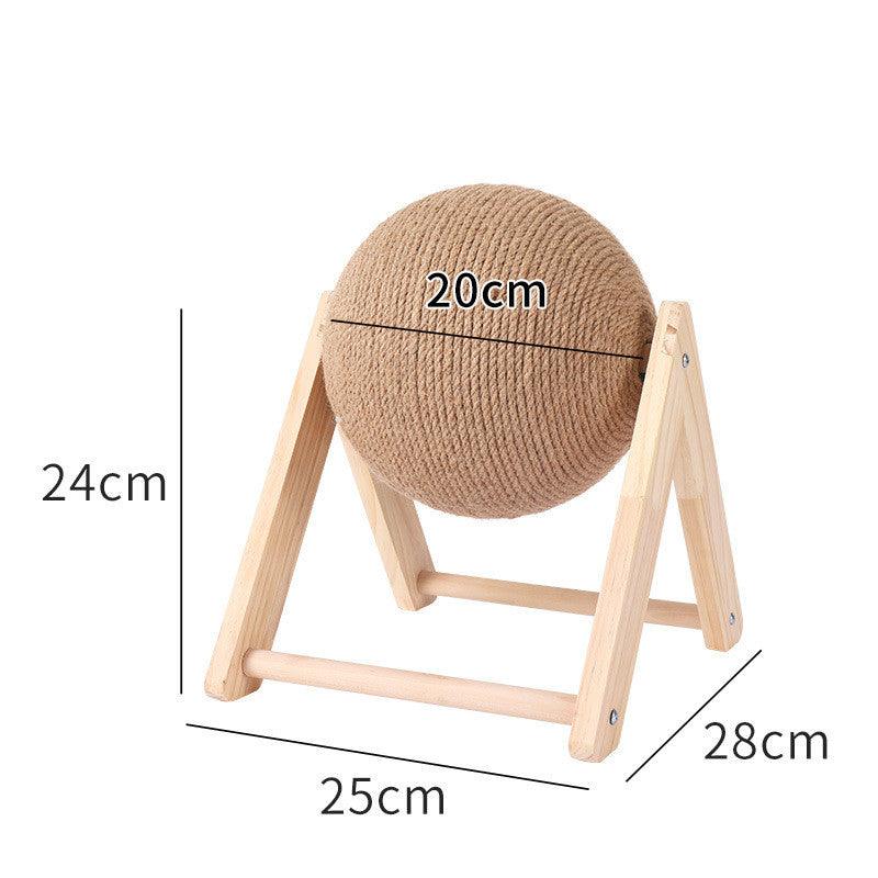 Wooden Cat Scratcher With Sisal Rope Ball - Multi-Functional Cat Scratching Post And Toy