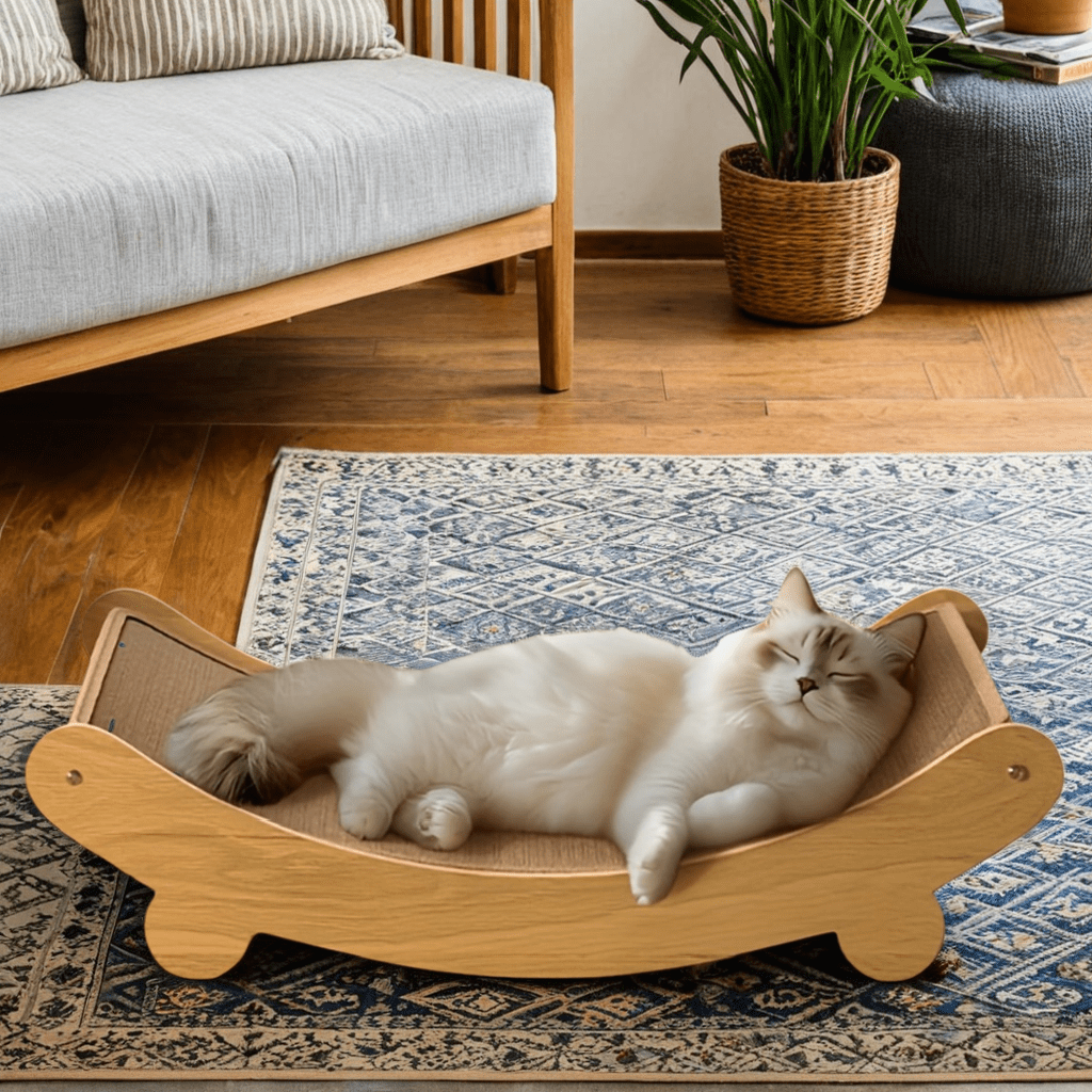 NNETM Space-Saving Wooden Cat Scratcher Tower for Cats