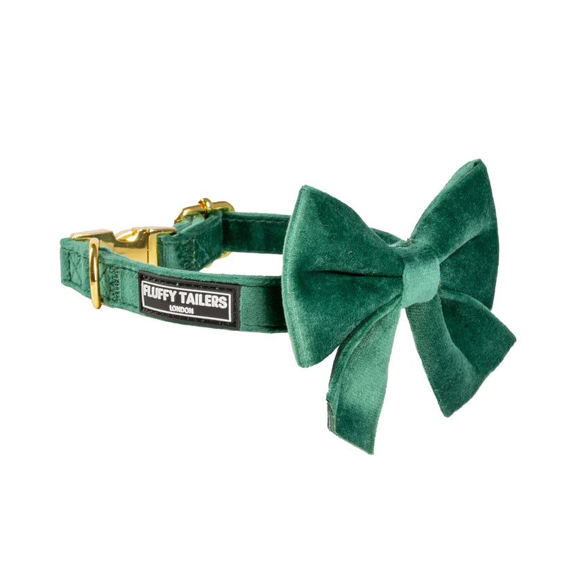 Emerald Green Collection - Dog Harness, Collar, Bow Tie, Lead and Poop Bag Holder by Fluffy Tailers