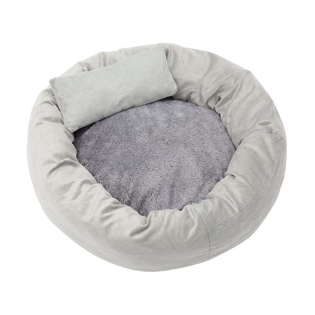 Removable Cat Bed Soft Velvet Gray Pet Beds for Dog Puppy Cat Sleeping Cushion House Cats Mat with Free Pillow Pet Supplies