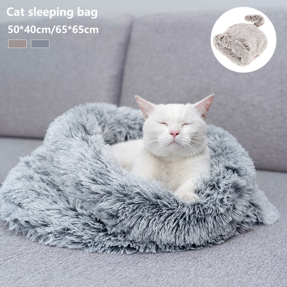 Pet Dog Cat Sleeping Bed Soft Plush  Nest Kennel Cave House Cats Cute Bag Mat Pad Tent Pets Winter Warm Cozy Beds