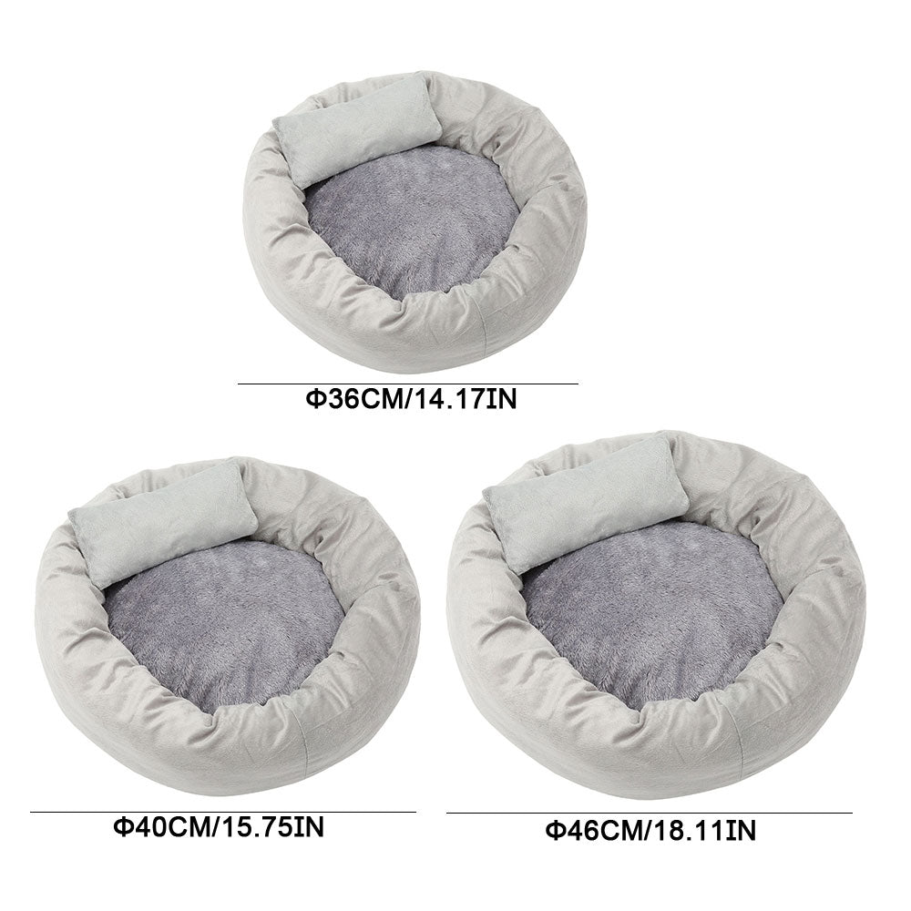 Removable Cat Bed Soft Velvet Gray Pet Beds for Dog Puppy Cat Sleeping Cushion House Cats Mat with Free Pillow Pet Supplies