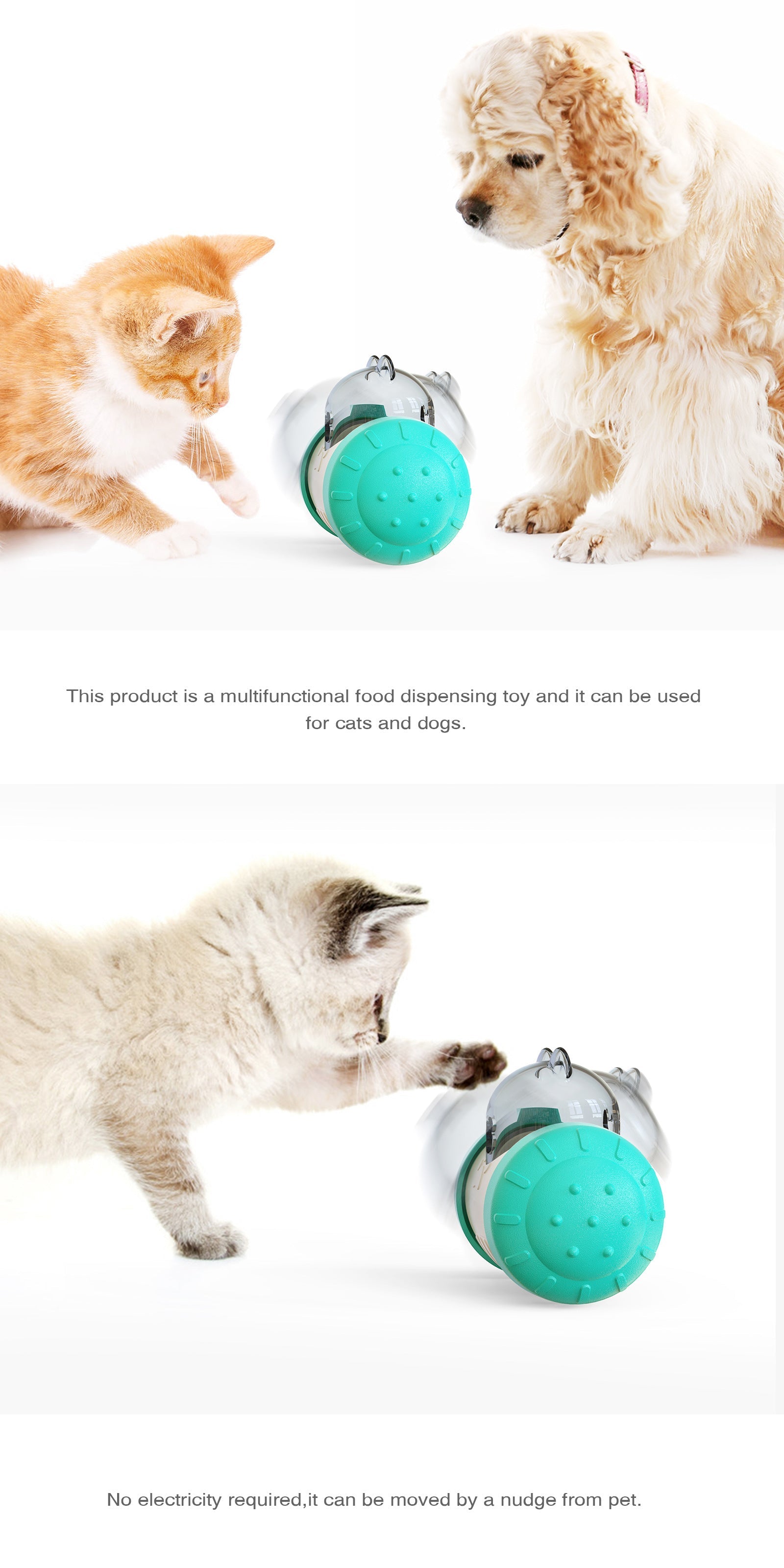 Pet Dog Cat Tumbler Toy Interactive Food Dispensing Ball Treat Puzzle IQ Training Feeder Slow Eating Toys Pet Product