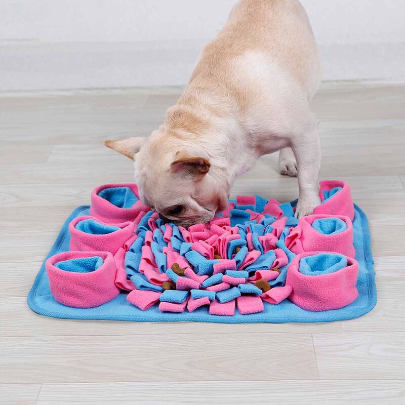 Eco Friendly Pet Dog Snuffle Mat Soft Fleece Colorful Non-slip Dogs Training Blanket Toys Dog Slow Eating Bowl Mats 42x42cm