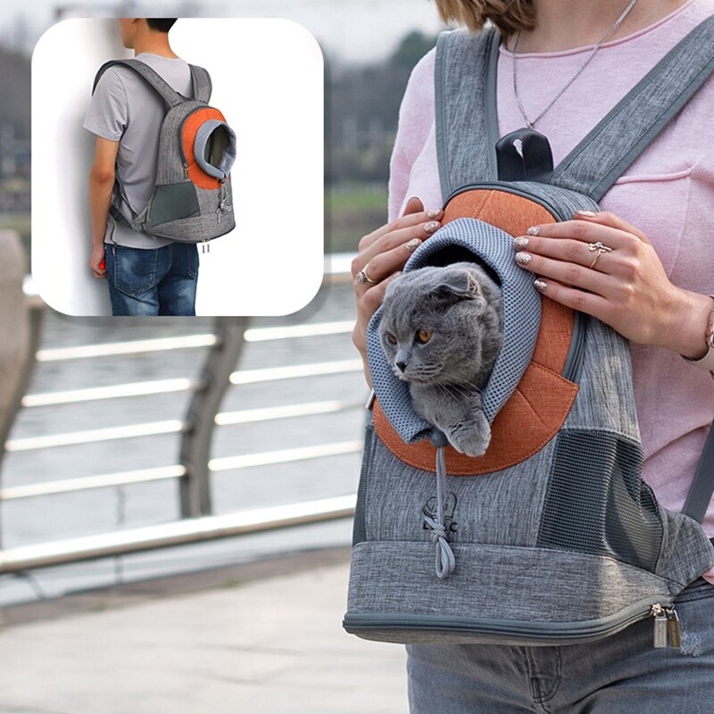 Portable Dog Carrier Bag Double Shoulder Backpack Breathable Mesh Handbag Outdoor Travel Front Bags for Puppy Cats Pet Supplies