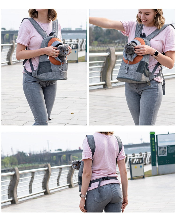 Portable Dog Carrier Bag Double Shoulder Backpack Breathable Mesh Handbag Outdoor Travel Front Bags for Puppy Cats Pet Supplies