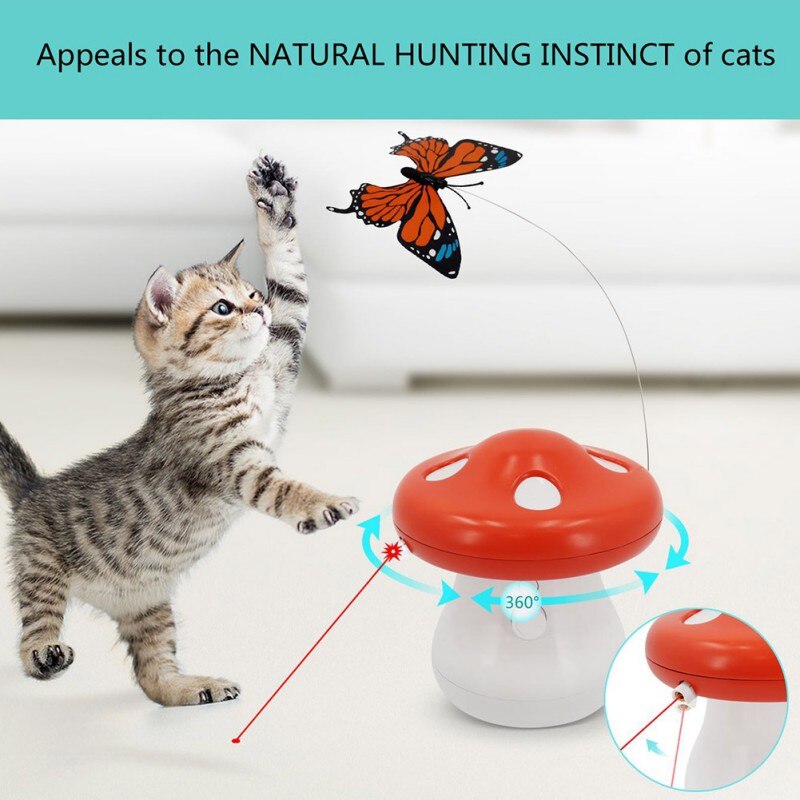 Smart Interactive Cat Toy Automatic Rotating Mode Toy Cats Funny Pet Game Electronic Cat Toy butterfly Feather Toys Kitty