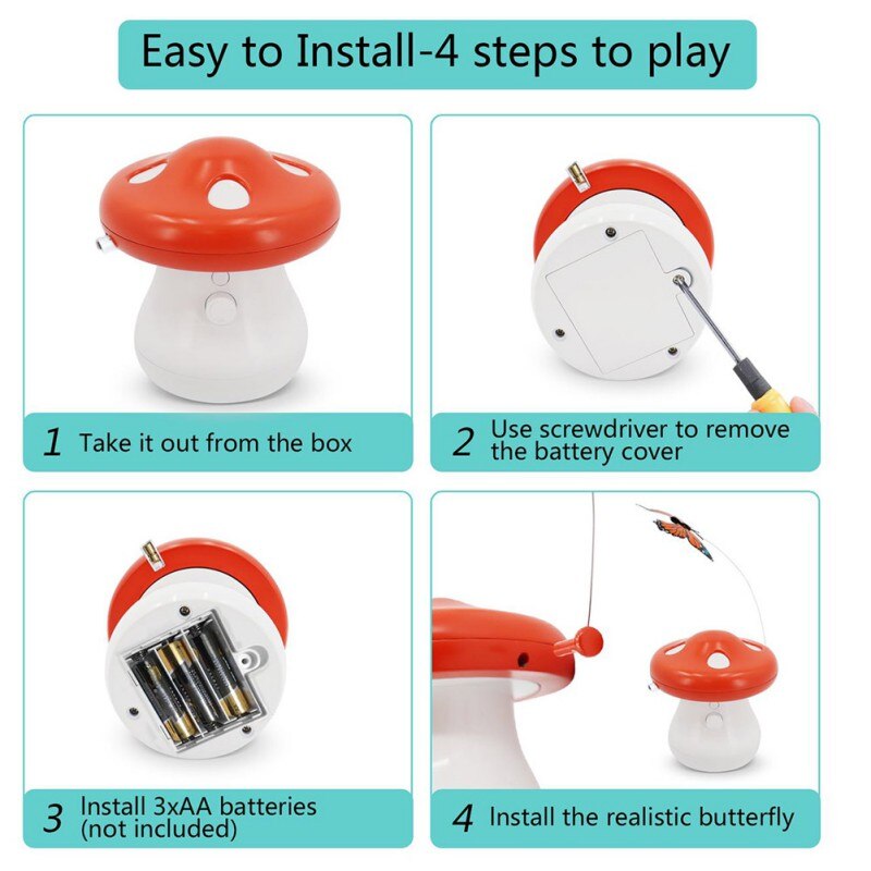 Smart Interactive Cat Toy Automatic Rotating Mode Toy Cats Funny Pet Game Electronic Cat Toy butterfly Feather Toys Kitty